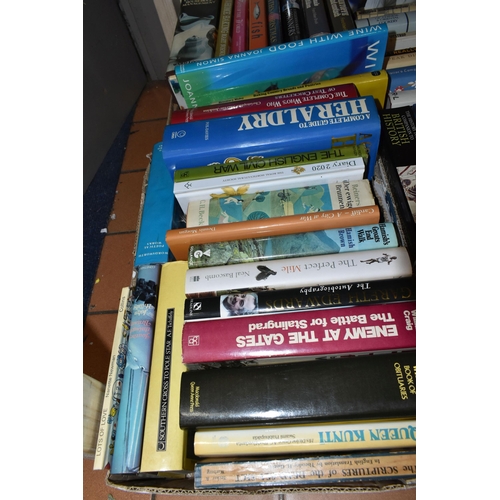 508 - FIVE BOXES OF ASSORTED 20TH CENTURY BOOKS, subjects include polar exploration, art history, general ... 