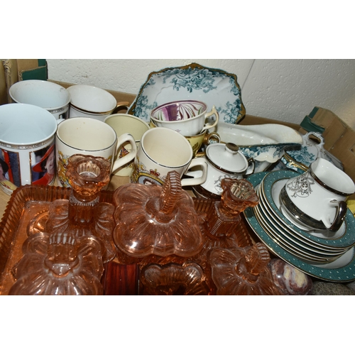 513 - THREE BOXES OF ASSORTED CERAMICS AND GLASS ETC, to include a Royal Albert 'Old Country Roses' teapot... 