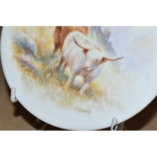 514 - A HAND PAINTED PORCELAIN PLAQUE signed by T. Young (former Royal Worcester artist), a Scottish Highl... 