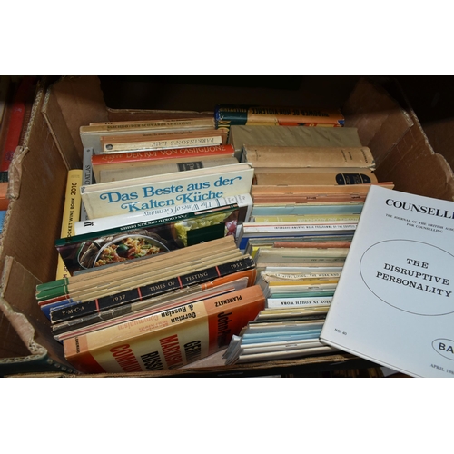 516 - SIX BOXES OF ASSORTED 20TH CENTURY BOOKS, a number of books are written in German including a copy o... 