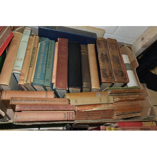 519 - SEVEN BOXES OF ANTIQUARIAN BOOKS, to include an assortment of  over three hundred titles, some Germa... 