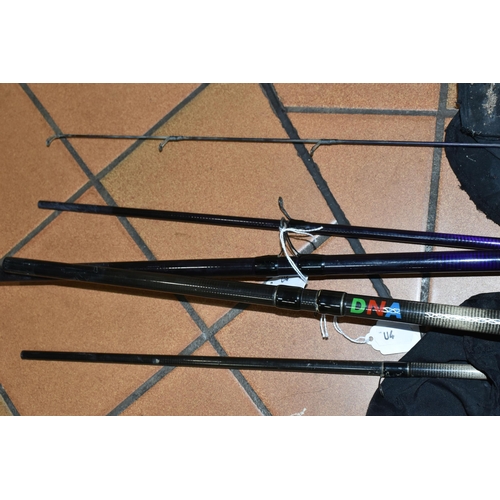 520 - FISHING RODS, comprising a DNA feeder 12 foot, carbon strong 3.6m carp med/heavy with one tip, toget... 