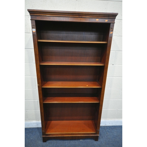 1203 - A MODERN MAHOGANY OPEN BOOKCASE, with five adjustable shelves, width 98cm x depth 30cm x height 192c... 