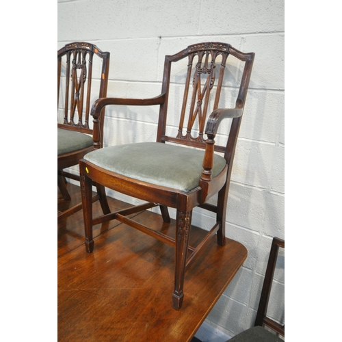 1207 - A REGENCY STYLE MAHOGANY TWIN PEDESTAL DINING TABLE, with an additional leaf, extended length 190cm ... 