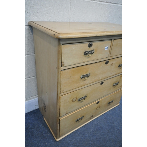 1240 - A VICTORIAN ASH CHEST OF TWO SHORT OVER THREE LONG DRAWERS, width 91cm x depth 47cm x height 88cm (c... 