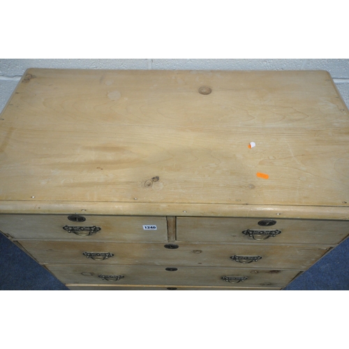 1240 - A VICTORIAN ASH CHEST OF TWO SHORT OVER THREE LONG DRAWERS, width 91cm x depth 47cm x height 88cm (c... 