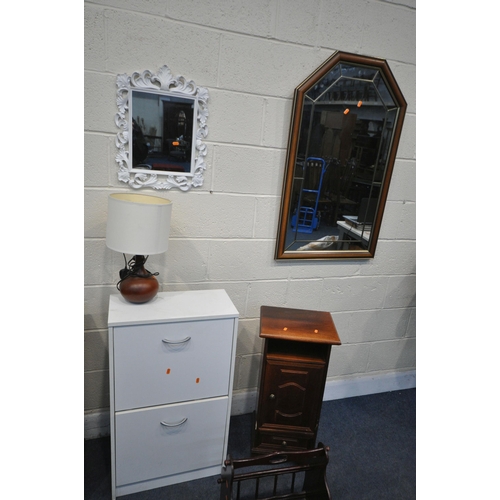 1246 - A QUANTITY OF OCCASIONAL FURNITURE, to include a small mahogany bureau (one key) bedside cupboard, t... 