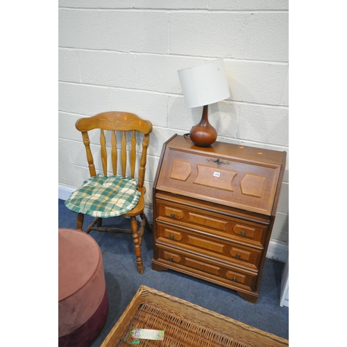 1246 - A QUANTITY OF OCCASIONAL FURNITURE, to include a small mahogany bureau (one key) bedside cupboard, t... 