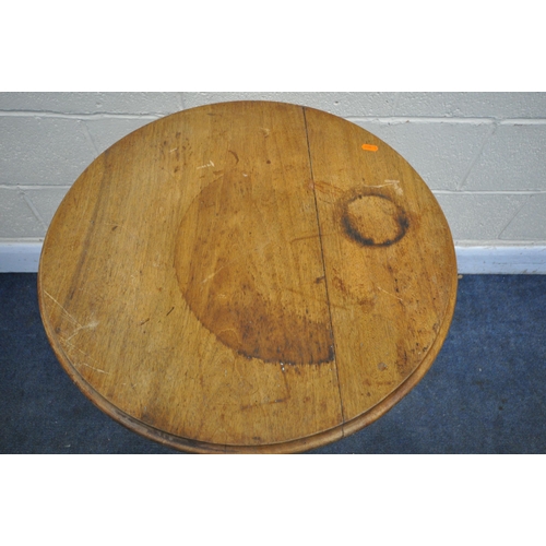 1251 - A VICTORIAN STYLE CAST IRON CIRCULAR PUB TABLE, with a mahogany top, diameter 60cm x height 76cm (co... 