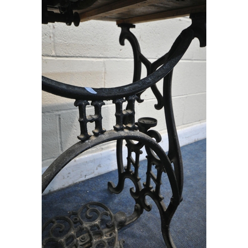 1269 - A LATE 19TH/EARLY 20TH CENTURY HURTU FRENCH CAST IRON TREADLE SEWING MACHINE, width 69cm x depth 44c... 