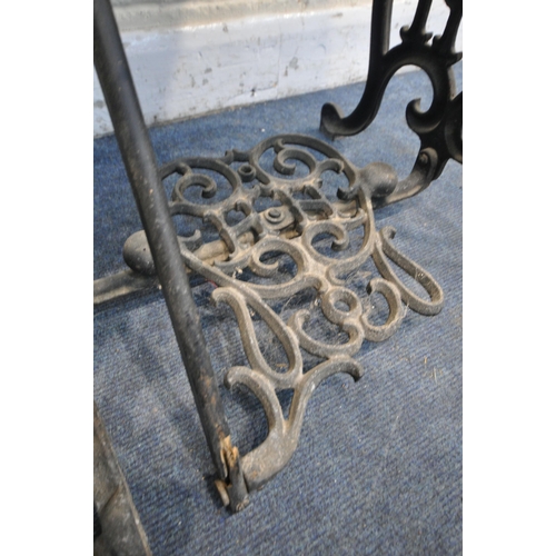 1269 - A LATE 19TH/EARLY 20TH CENTURY HURTU FRENCH CAST IRON TREADLE SEWING MACHINE, width 69cm x depth 44c... 