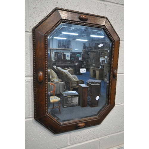 1270 - A SELECTION OF MIRRORS, to include an oak 1940's wall mirror, an oak oval mirror and four oblong mir... 