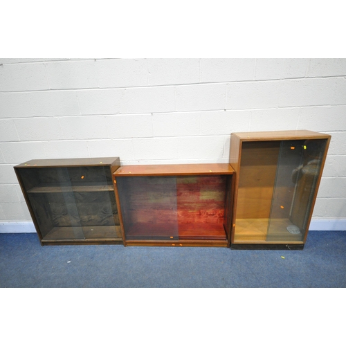 1278 - A SELECTION OF SLIDING GLAZED BOOKCASES, of various sizes and materials (condition:- surfaces scratc... 