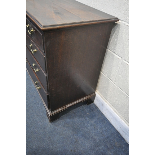 1283 - A GEORGIAN MAHOGANY CHEST OF TWO SHORT OVER THREE LONG DRAWERS, on bracket feet, width 97cm x depth ... 