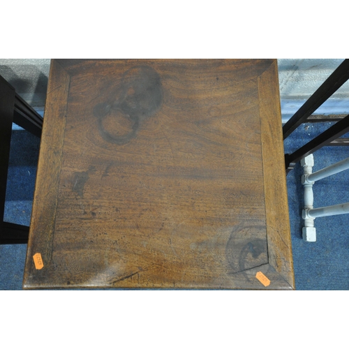 1294 - A GEORGIAN MAHOGANY COMMODE, a mahogany bidet, an oak trolley and three towel rails (condition:- gen... 