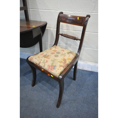 1298 - A GEORGIAN MAHOGANY GATE LEG TABLE, along with two Regency rope back chairs and a Georgian mahogany ... 