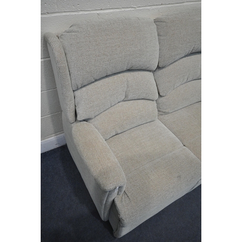 1307 - A BEIGE HSL TWO SEATER SOFA, length 136cm (condition:- couple of small marks)