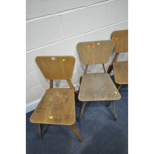 1308 - A SET OF SIX MID TO LATE 20TH CENTURY OAK AND PLYWOOD CHAIRS, of a Scandinavian style (condition:- w... 