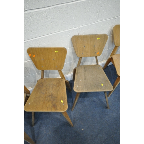 1308 - A SET OF SIX MID TO LATE 20TH CENTURY OAK AND PLYWOOD CHAIRS, of a Scandinavian style (condition:- w... 