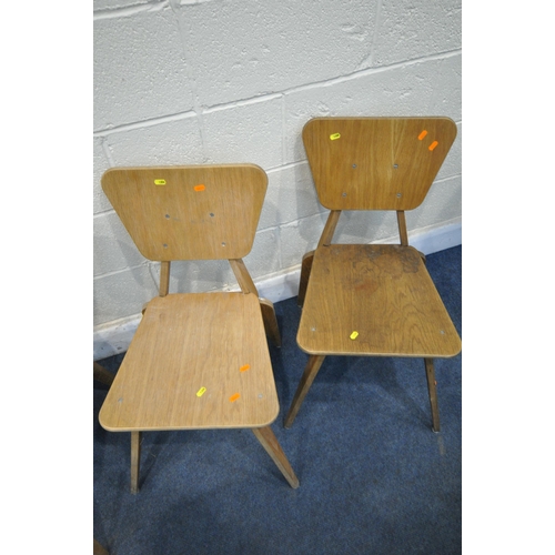 1308 - A SET OF SIX MID TO LATE 20TH CENTURY OAK AND PLYWOOD CHAIRS, of a Scandinavian style (condition:- w... 