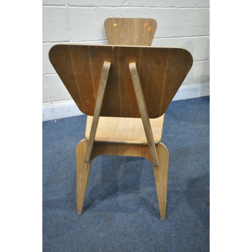 1308 - A SET OF SIX MID TO LATE 20TH CENTURY OAK AND PLYWOOD CHAIRS, of a Scandinavian style (condition:- w... 