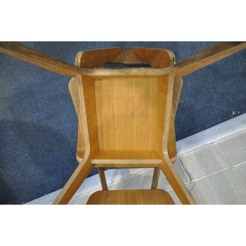 1308 - A SET OF SIX MID TO LATE 20TH CENTURY OAK AND PLYWOOD CHAIRS, of a Scandinavian style (condition:- w... 