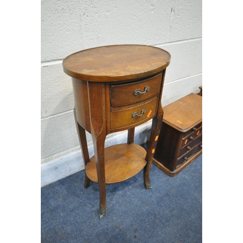 1315 - A VICTORIAN WALNUT AND MAHOGANY MINATURE CHEST OF TWO OVER THREE DRAWERS, width 38cm x depth 20cm x ... 