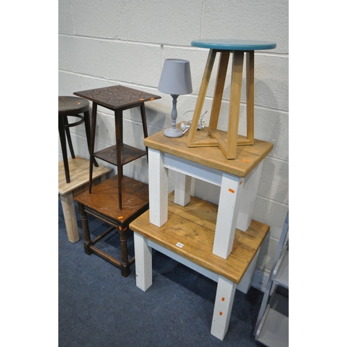 1317 - A SELECTION OF OCCASIONAL FURNITURE, to include six side tables, two lamps, a wine holder, one stool... 