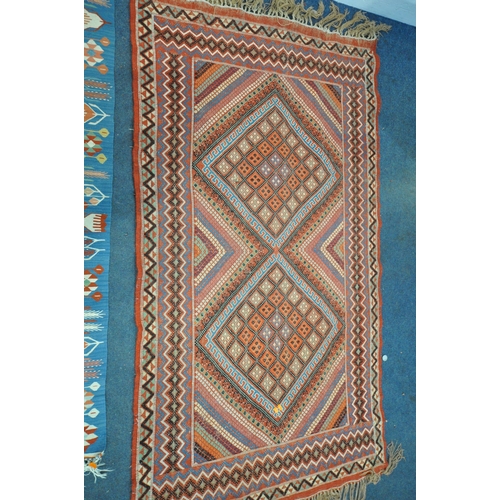 1321 - THREE VARIOUS GABBEH / KILIM RUGS, of various patterns, sizes and colours, largest rug measurement, ... 