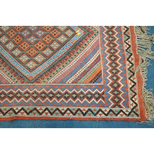 1321 - THREE VARIOUS GABBEH / KILIM RUGS, of various patterns, sizes and colours, largest rug measurement, ... 