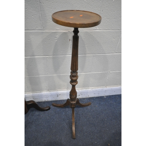 1324 - A VICTORIAN STYLE MAHOGANY TORCHERE STAND, on a barley twist support and tripod legs, height 138cm, ... 