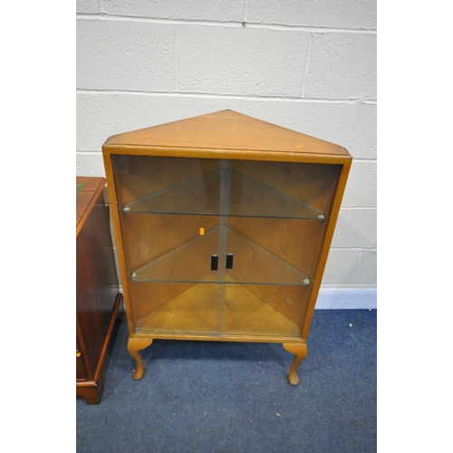 1330 - A YEW WOOD KNEE HOLE DESK, with a green leather writing surface and seven drawers, width 77cm x dept... 