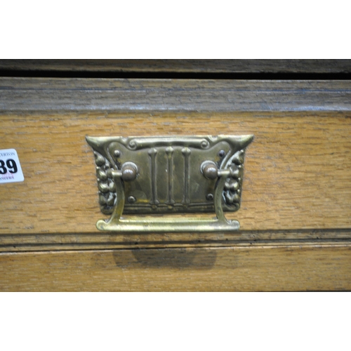 1339 - 20TH CENTURY OAK DRESSER, top with an arrangement of shelving, over a base of three drawers and two ... 