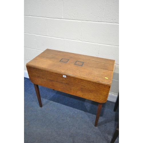 1361 - A GEORGIAN WALNUT PEMBROKE TABLE, with single drawer, width 87cm x depth 45cm x height 72cm, along w... 