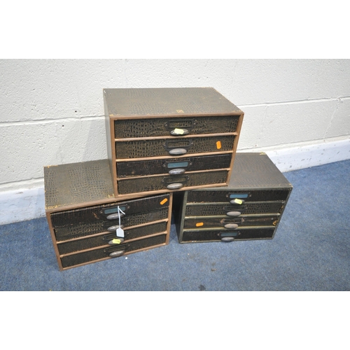 1376 - THREE CANTO SERIES OFFICE DESK DRAWERS, two labelled width 38cm x depth 25cm x height 26cm (conditio... 