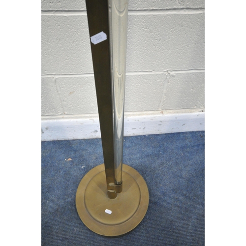 1383 - A MID CENTURY BRASS AND GLASS STAND, height 156cm