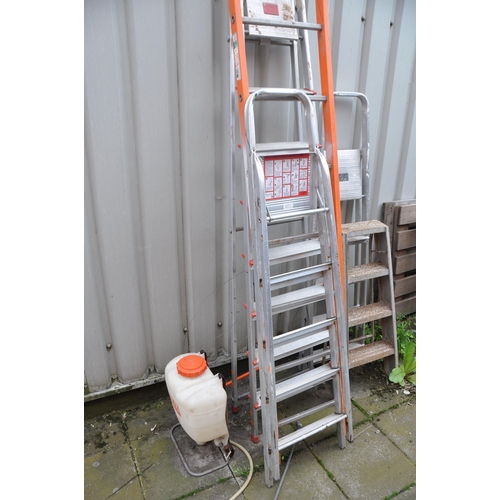 1017 - A SELECTION OF LADDERS to include a set of abru four step stepladders, an unbranded set of stepladde... 