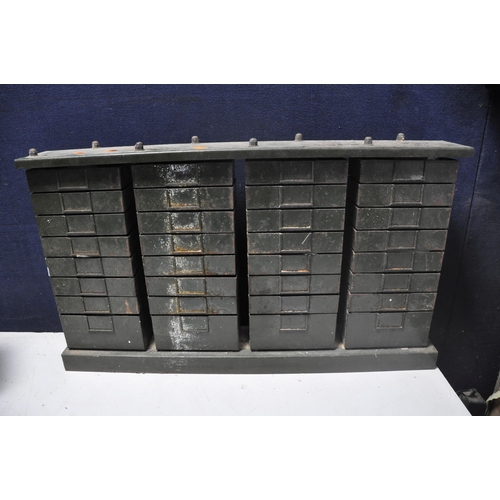 1060 - A VINTAGE SMALLBONE METAL ENGINEERS CABINET, with 32 drawers comprising four columns of eight pivoti... 