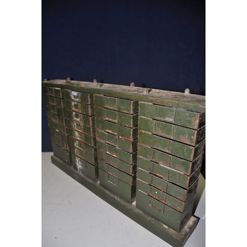 1060 - A VINTAGE SMALLBONE METAL ENGINEERS CABINET, with 32 drawers comprising four columns of eight pivoti... 