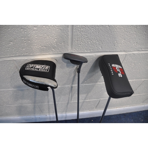 1062 - A SELECTION OF PUTTERS to include an Optimizer optical sight putter, Ben sayers zero in putter and a... 