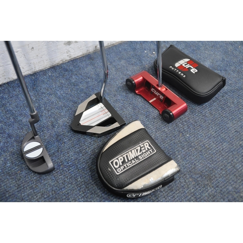 1062 - A SELECTION OF PUTTERS to include an Optimizer optical sight putter, Ben sayers zero in putter and a... 