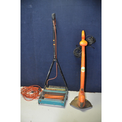 1085 - A FLYMO PWT23 STRIMMER along with a Black and Decker S3E16 lawn Raker (both UNTESTED) (2)