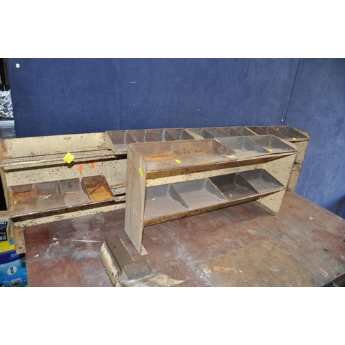 1091 - A METAL WORKBENCH with Record Steel No34 vice a single draw and under cupboard along with three meta... 