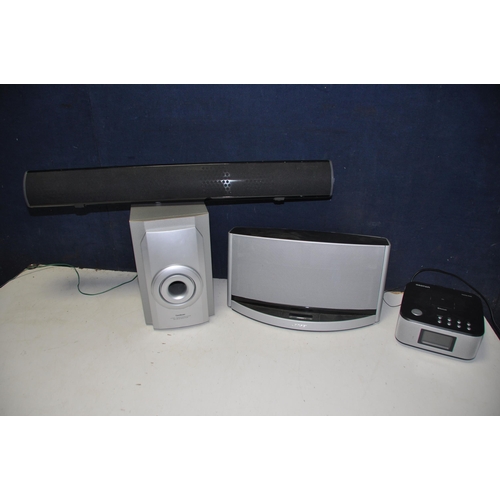 1104 - A SELECTION OF AUDIO EQUIPMENT to include a Bose sounddock 10 with no power cable or remote, Goodman... 