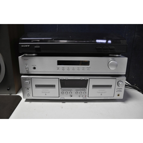 1132 - A SELECTION OF AUDIO EQUIPMENT to include a Tangent AMP50 amplifier, Sony TC-WE475 stereo cassette d... 