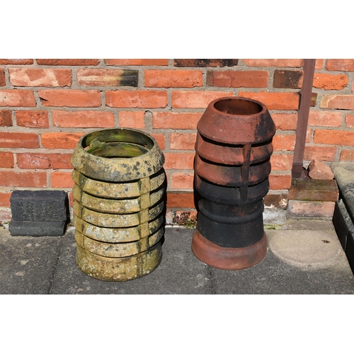 960 - FOUR VINTAGE CHINMEY POTS including a pair of tapered square section height 54cm Condition some mino... 