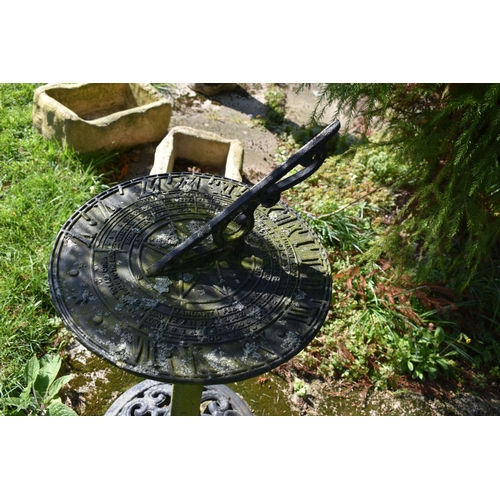 995 - A MODERN CAST ALUMINIUM SUNDIAL ON STAND over painted in black 82cm high( this lot is not sold on si... 