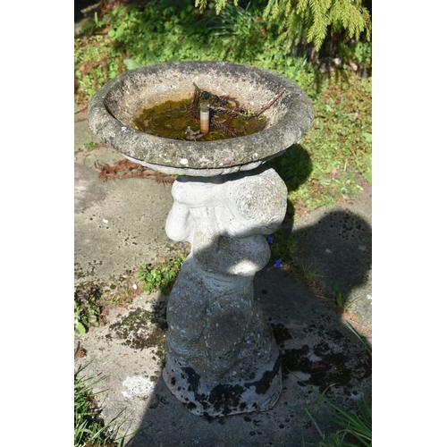 996 - A MODERN COMPOSITE GARDEN FEATURE in the form of a small child holding aloft a bowl with water spout... 