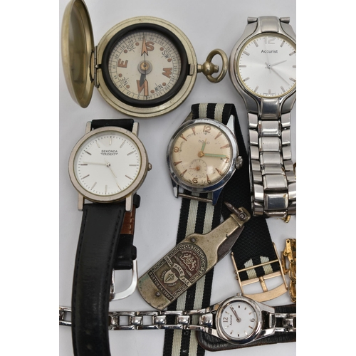 103 - A BAG OF ASSORTED WATCHES, to include eleven wristwatches, names to include 'Ingersol, Accurist, Sek... 