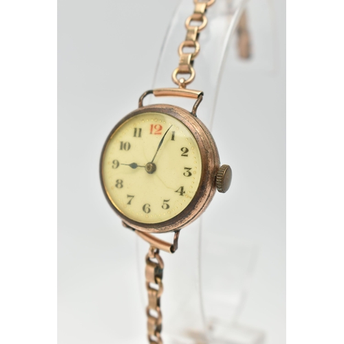 138 - A MID 20TH CENTURY WRISTWATCH, manual wind, round dial, Arabic numerals, in a gold filled case, insi... 